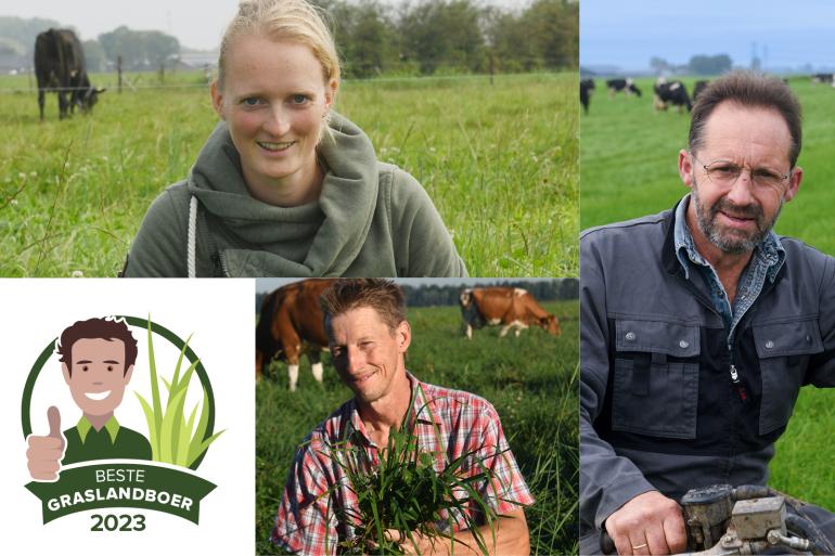Agnes de Boer, Piet van Dijk en Wim van Ittersum zijn de drie genomineerde melkveehouders voor de verkiezing Beste Graslandboer