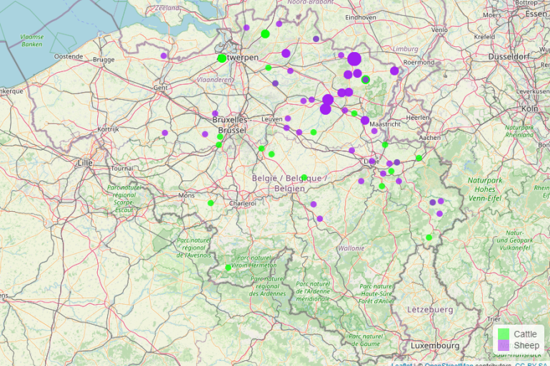 Overzichtskaart van de besmettingen in België op 31 juli 2024 (bron: Sciensano)