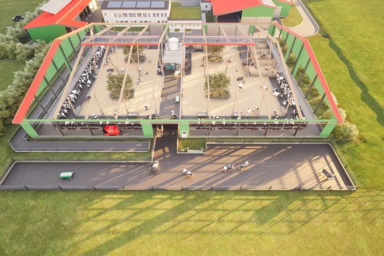 In de Duitse stal van de toekomst kunnen koeien altijd naar buiten (beeld: FBN)