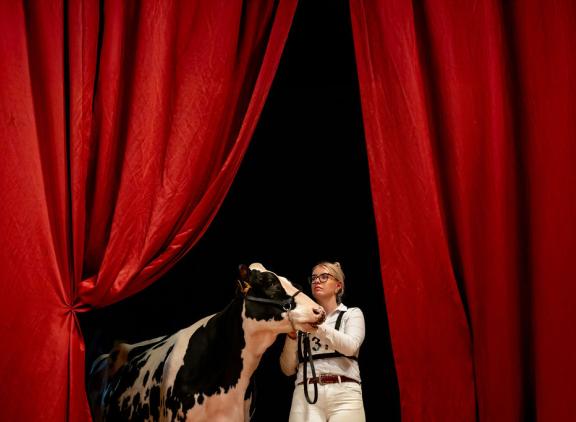 Een voor een komen de Young Breeders binnen door het rode doek