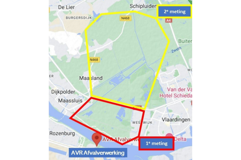 Veehouders in dit gebied worden dringend geadviseerd om de koeien op stal te houden, bron: GGD Rotterdam-Rijnmond