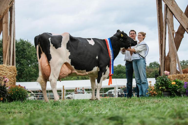 Robert Overvelde won het algemeen kampioenschap zwartbont met Rangerdochter Ov Riant 0518 (foto: Floor Schut)