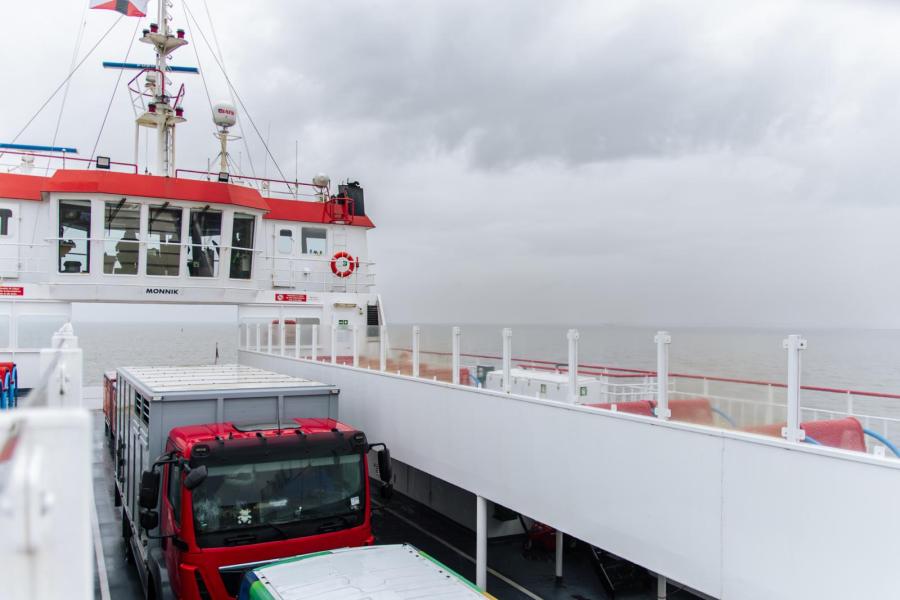 Alleen de dieren hoeven nu nog heen en weer te reizen. Elke drie weken gaan kalfjes en pinken op de boot, van de wal naar het eiland en andersom