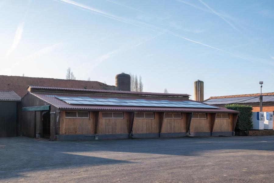 In deze houten stal van molk Franz zijn eerste koeien. De aanbindstal is nog steeds in gebruik, onder andere als afkalfstal voor de Belgisch witblauwen