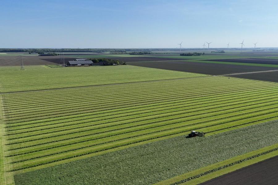 Het streven is binnen 24 uur in te kuilen. Schudden doen de veehouders alleen nog bij de eerste snede en als ze hooien. Met een drogestofpercentage van 40 procent zijn ze tevreden